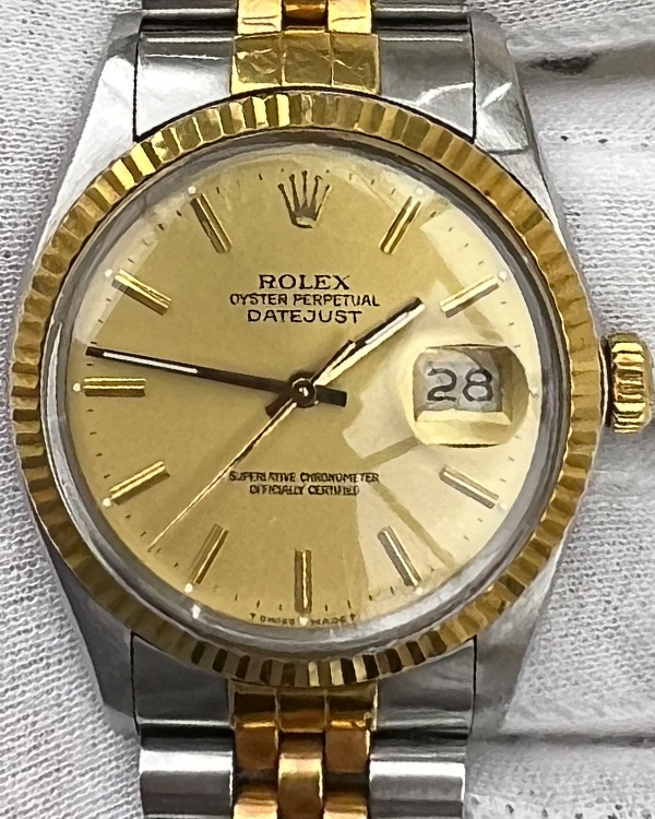 Rolex Datejust 36MM Yellow Gold and Steel Jubilee Bracelet Champagne Dial (16013)