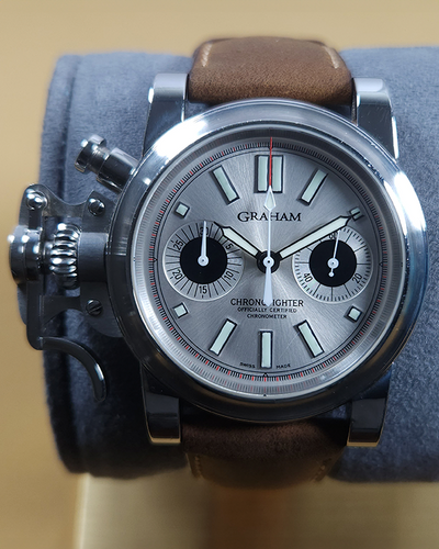 Graham Chronofighter Chronograph 43MM Silver Dial Leather Strap (2CFAS)