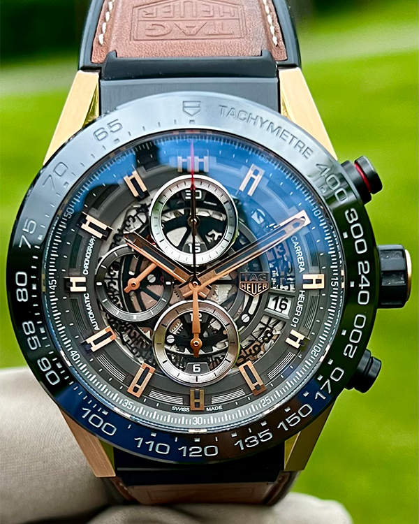 2020 Tag Heuer Carrera Calibre HEUER 01 45MM Skeleton Dial Leather Strap (CAR2A5C.FT6125)