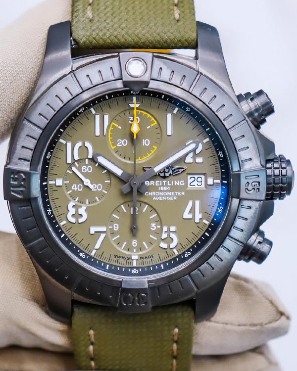 2022 Breitling Avenger Chronograph Night Mission 45MM Green Dial Textile Strap (V13317101L1X2)