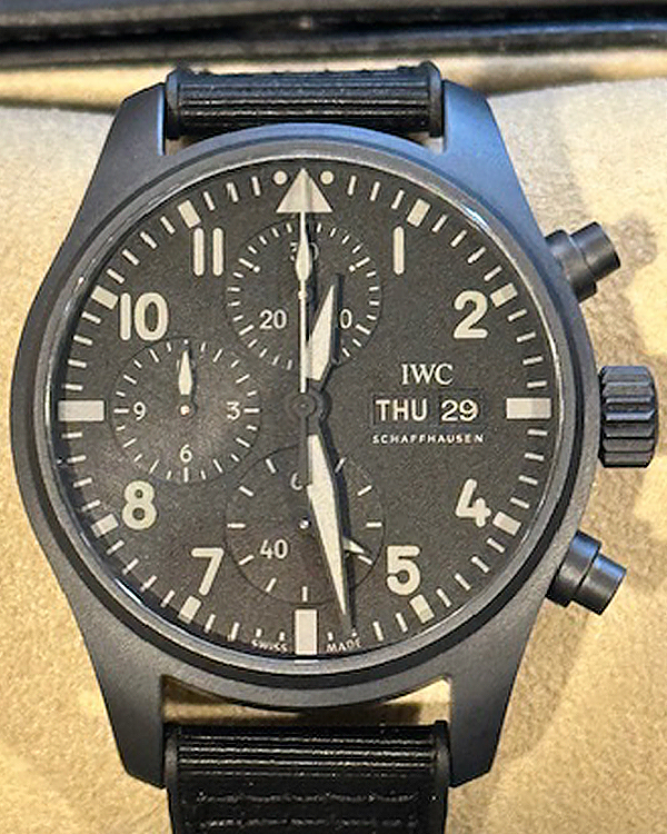 2022 IWC Schaffhausen Pilot Chronograph Top Gun 41MM Black Dial Rubber Strap (IW388106)