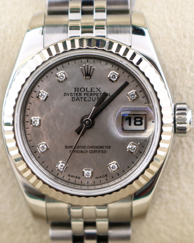 2006 (D Serial) Rolex Lady-Datejust 26MM Silver Mother of Pearl Dial Jubilee Bracelet (179174)