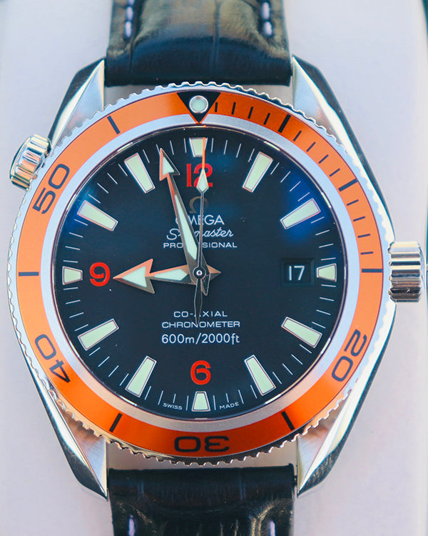 2007 Omega Seamaster Planet Ocean 42MM Black Dial Leather Strap (2909.50.38)