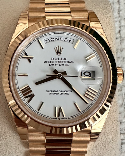 2023 Rolex Day-Date 40MM White Dial Yellow Gold President Bracelet (228238)