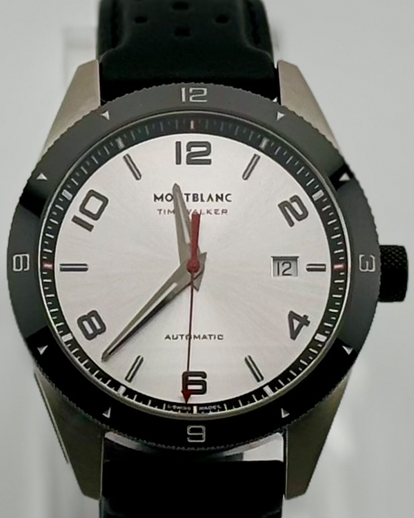 Montblanc Timewalker 41MM Silver Dial Leather Strap (116058)