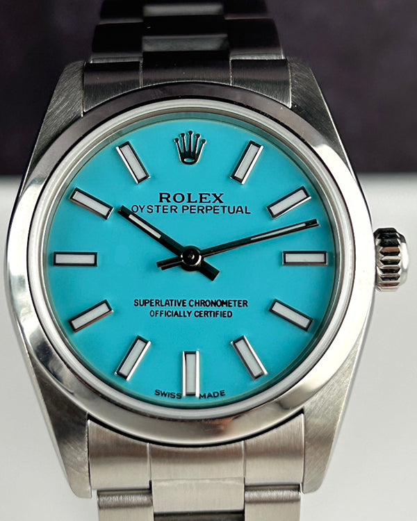 Rolex Oyster Perpetual 31MM Aftermarket Tiffany Blue Dial Oyster Bracelet (77080)