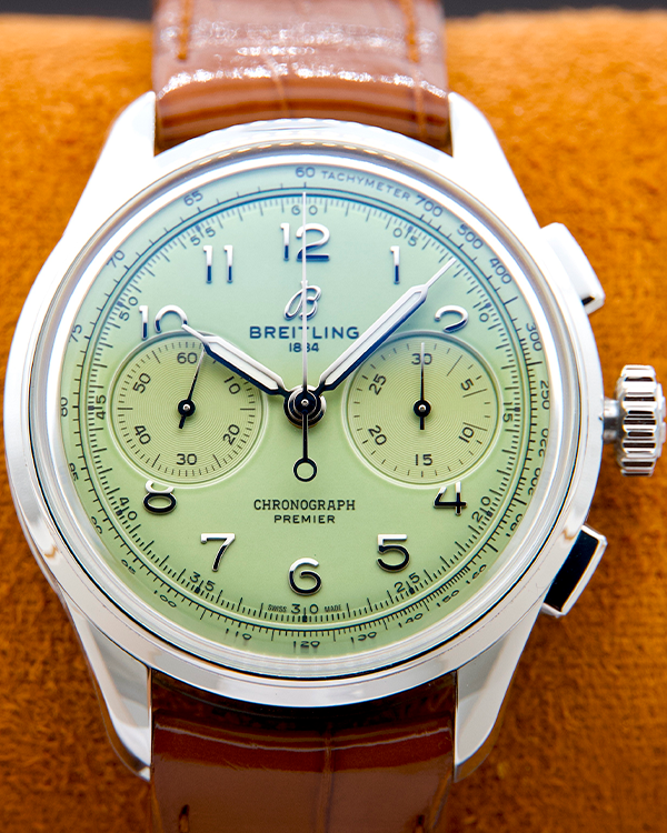 2024 Breitling Premier B09 Chronograph 40MM Pistachio Dial Leather Strap (AB0930D31L1P1)