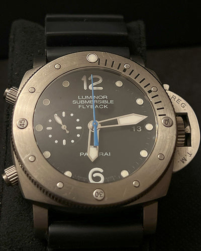 2016 Panerai Submersible 1950 Chrono Flyback 47MM Black Dial Rubber Strap (PAM00614)