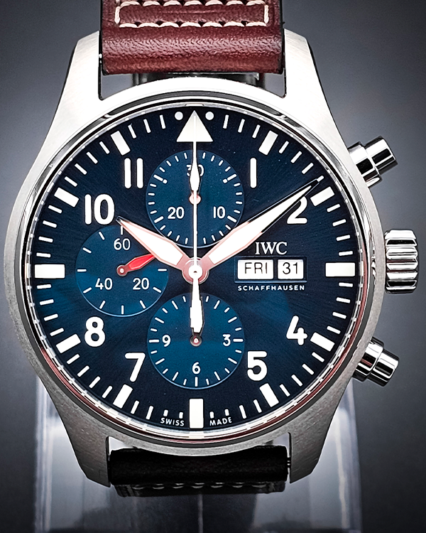 2021 IWC Schaffhausen Pilot Chronograph "Le Petit Prince" 43MM Blue Dial Leather Strap (IW377714)