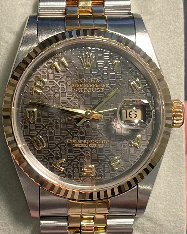 1998 Rolex Datejust 36MM Chocolate "Jubilee Motif" Dial Two-Tone Jubilee Bracelet (16233)