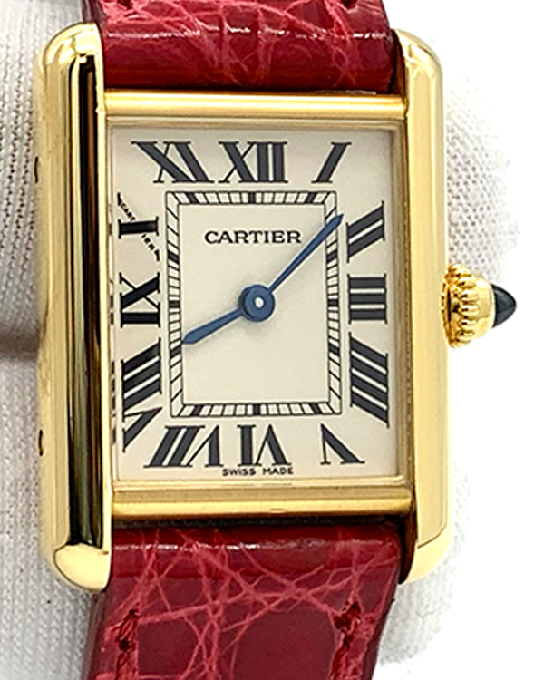 2007 Cartier Tank Louis Cartier 22MM Quartz Silver Dial Leather Strap (W1529856)