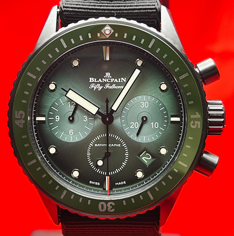 2023 Blancpain Fifty Fathoms Bathyscaphe 43.6MM Green Dial Textile Strap (5200-0153-NABA)