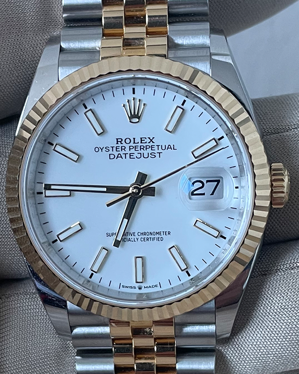 2022 Rolex Datejust 36MM Two-Tone White Dial Jubilee Bracelet (126233)