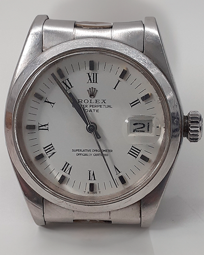 Rolex Oyster Perpetual Date Vintage 34MM White Dial Steel Bracelet (1500)