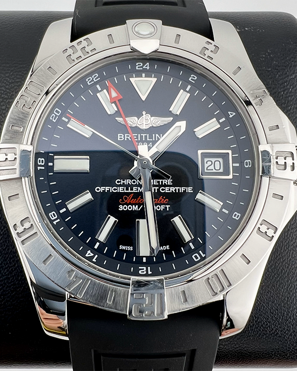 2014 Breitling Avenger II GMT 43MM Black Dial Rubber Strap (A3239011/BC35)