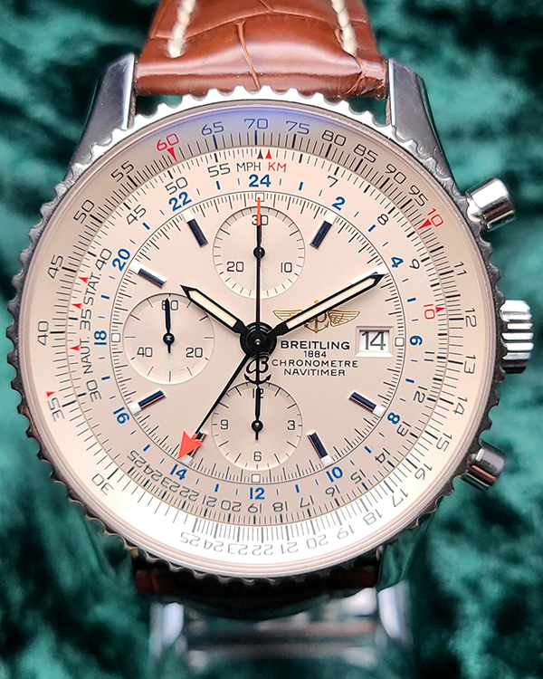 2004 Breitling Navitimer World 46MM White Dial Leather Strap (A2432212/G571)