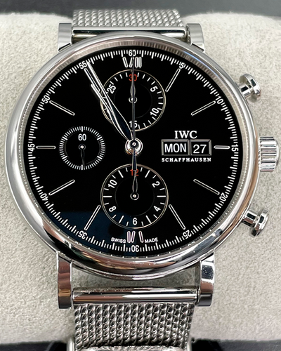 IWC Schaffhausen Portofino Chronograph  42MM Black Dial Steel Bracelet (IW391030)