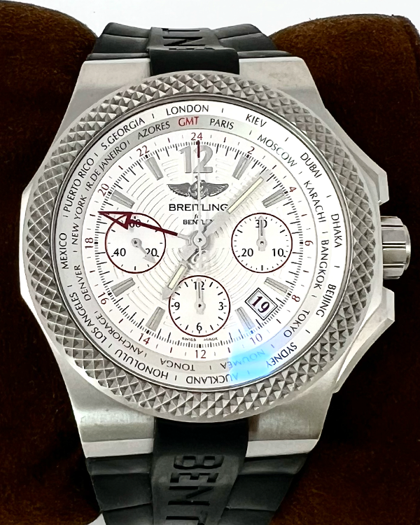 2019 Breitling Bentley GMT Light 45MM Silver Dial Leather Strap (EB043335/G801)