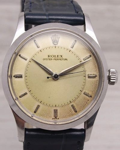 Rolex Oyster Perpetual 34MM Silver Dial Aftermarket Leather Strap (6532)