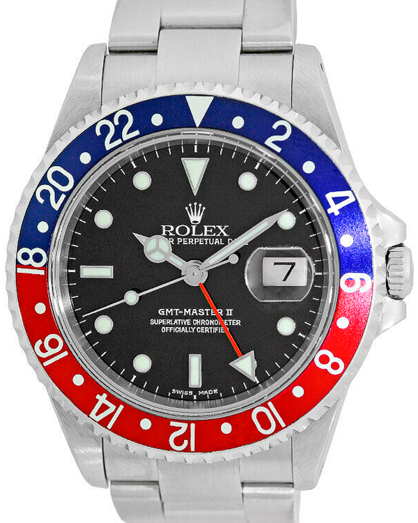 2004 Rolex GMT-Master II "Pepsi" 40MM Black Dial Steel Bracelet (16710)