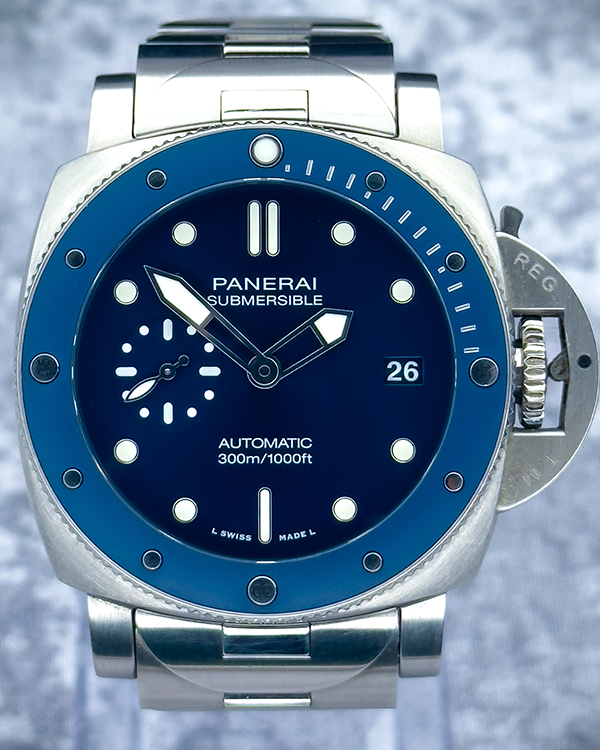 2022 Panerai Submersible "Blu Notte" 42MM Blue Dial Steel Bracelet (PAM01068)