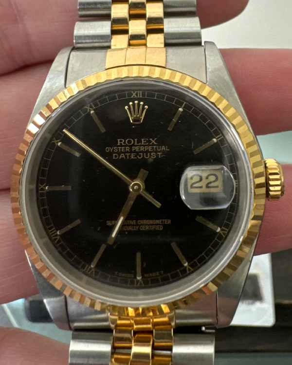 Rolex Datejust 36MM Black Dial Two-Tone Jubilee Bracelet (16233)