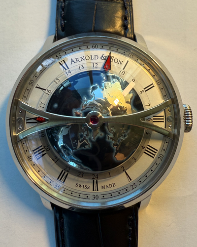 2021 Arnold & Son Globetrotter 45MM Silver Dial Leather Strap (1WTAS.S01A)