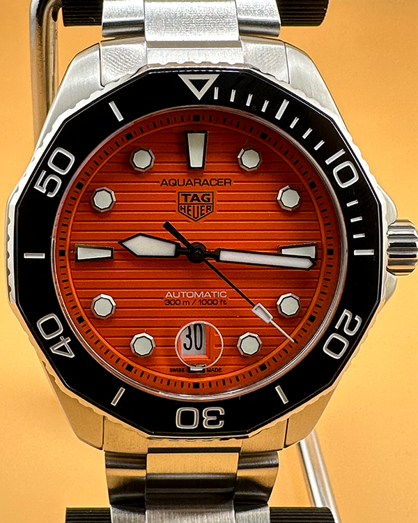 2023 TAG Heuer Aquaracer 300 43MM Orange Dial Steel Bracelet (WBP201F.BA0632)