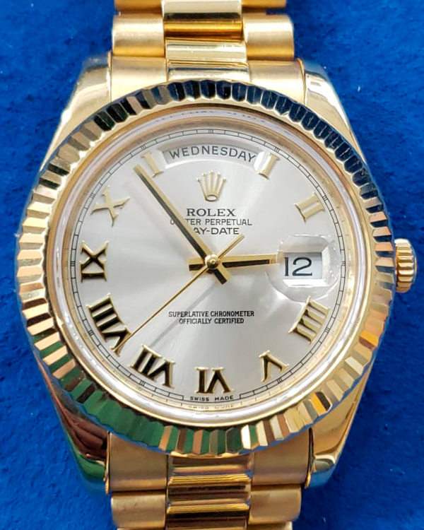 2015 Rolex Day-Date 41M Silver Dial President Bracelet (218238)