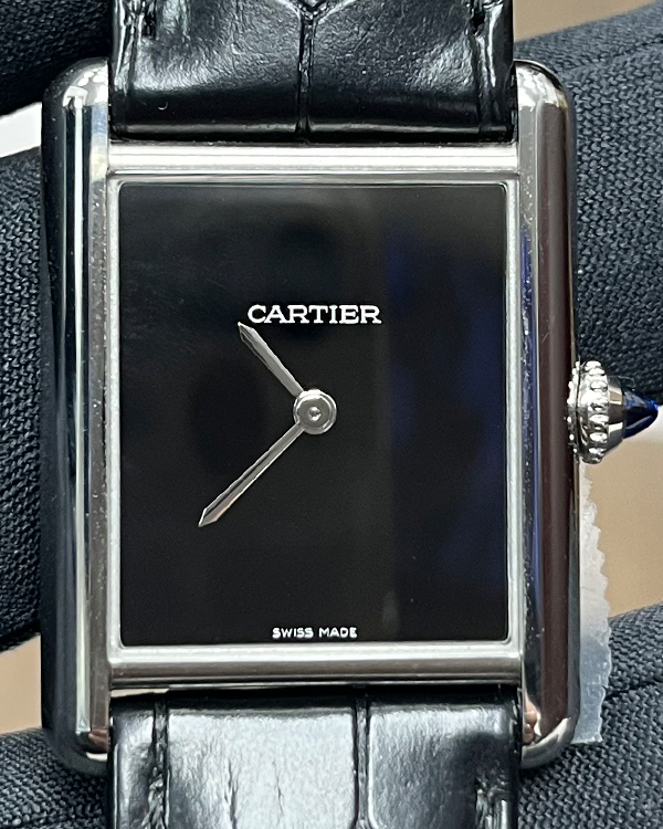 Cartier Tank 25x34MM Quartz Black Dial Leather Strap (4323)