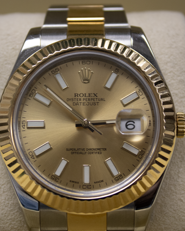 2014 Rolex Datejust II 41MM  Champagne Dial Two-Tone Oyster Bracelet (116333)