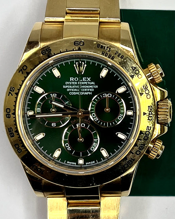 2016 Rolex Cosmograph Daytona "John Mayer" 40MM Green Dial Yellow Gold Bracelet (116508)