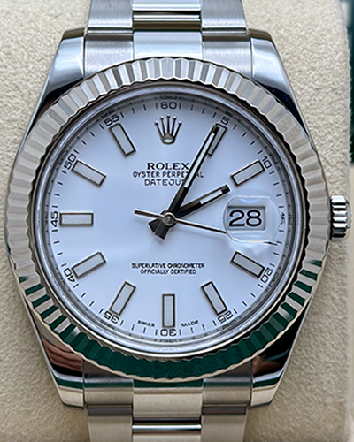 2013 Rolex Datejust II 41MM White Dial Steel Bracelet (116334)