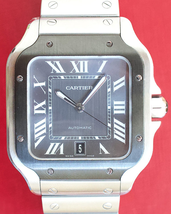 2023 Cartier Santos De Cartier 39.8MM Grey Dial Steel Bracelet (WSSA0037)