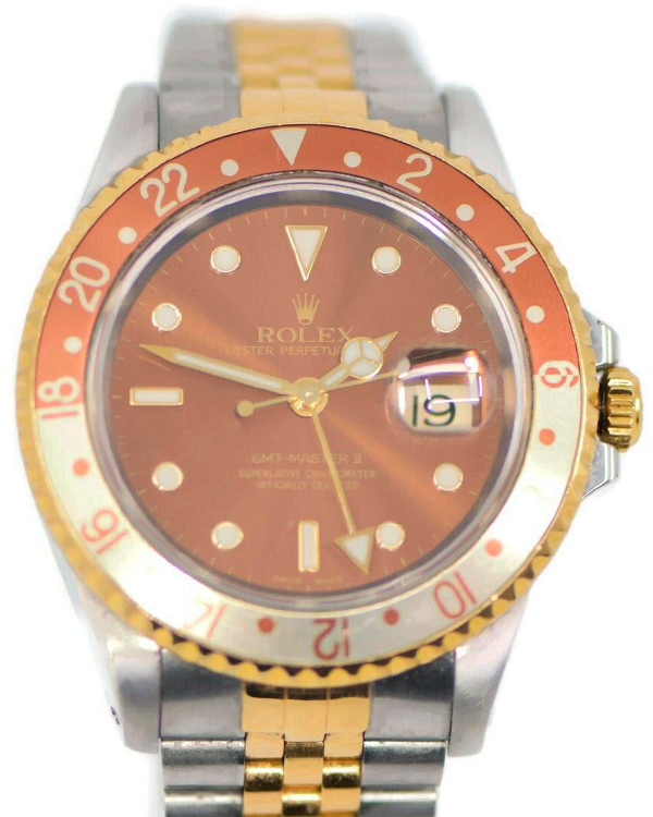 2000 (P Serial) Rolex GMT-Master II Vintage 40MM Brown Dial Two-Tone Jubilee  Bracelet (16713)