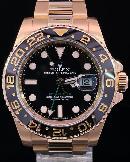 Rolex GMT Master-II 40MM Black Dial Yellow Gold Oyster Bracelet (116718)