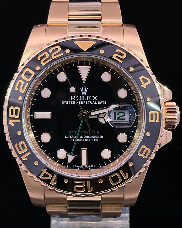 Rolex GMT Master-II 40MM Black Dial Yellow Gold Oyster Bracelet (116718)