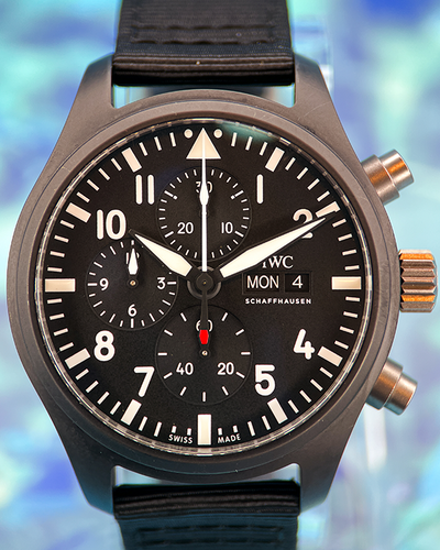 2021 IWC Schaffhausen Pilot Chronograph "Top Gun" 44.5MM Black Dial Textile Strap (IW389101)