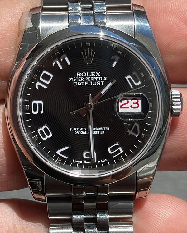 2012 (G Serial) Rolex Datejust 36MM Black "Concentric Motif" Dial Jubilee Bracelet (116200)