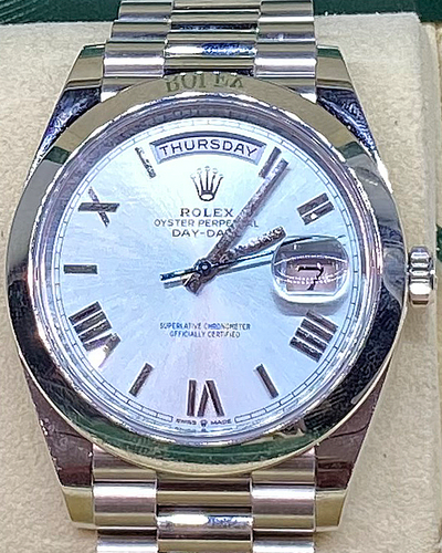 2022 Rolex Day-Date 40MM Ice Blue Dial Platinum President Bracelet (228206)