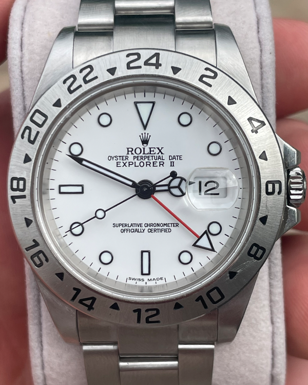 Rolex Explorer II 40MM Steel "Polar" White Dial (16570)