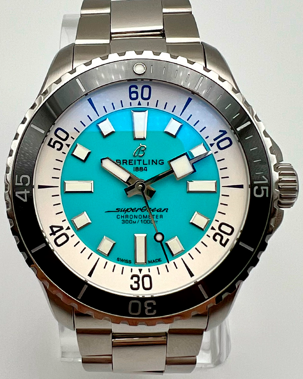 Breitling Superocean 44MM Turquoise Dial Steel Bracelet (A17376211L2A1)