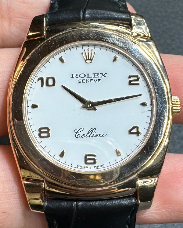 Rolex Cellini Cestello 36MM White Dial Leather Strap (5330)