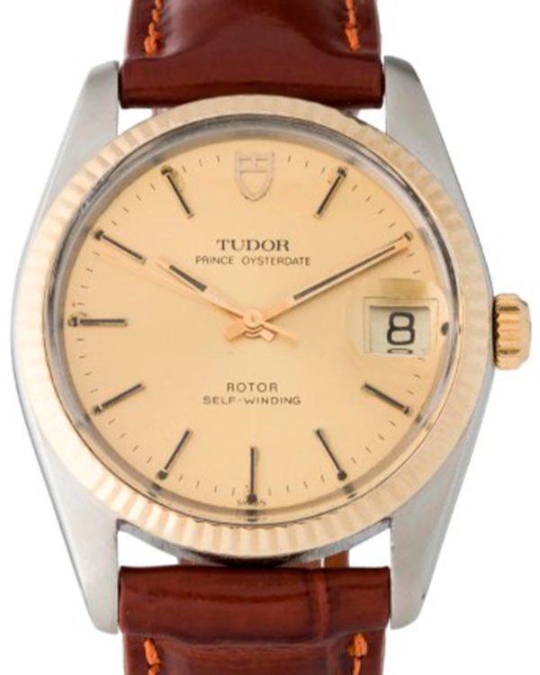 Tudor Prince Oysterdate 34MM Champagne Dial Aftermarket Leather Strap (75203)