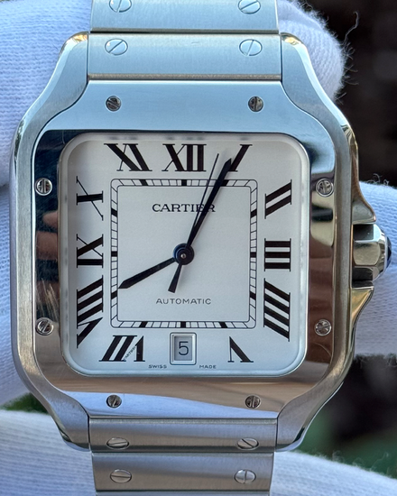 Cartier Santos de Cartier 39.8MM Silver Dial Steel Bracelet (WSSA0018)
