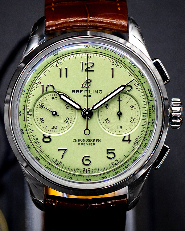 2023 Breitling Premier B09 Chronograph 40MM Pistachio Dial Leather Strap (AB0930)