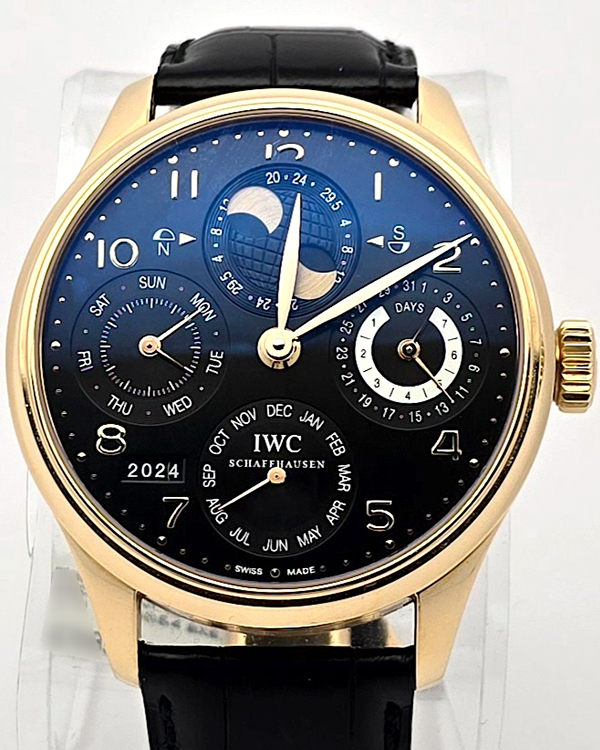 2010 IWC Schaffhausen Portugieser Perpetual Calendar 44MM Black Dial Leather Strap (IW502119)