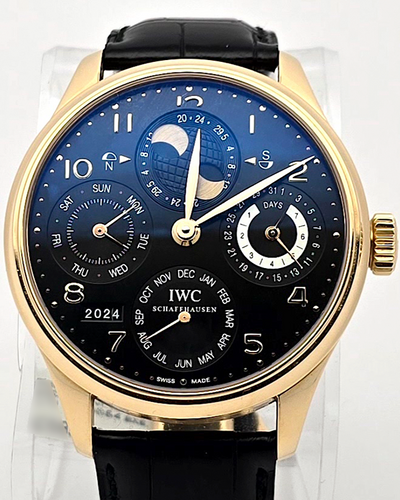 2010 IWC Schaffhausen Portuguese Perpetual Calendar 44MM Black Dial Leather Strap (IW502119)