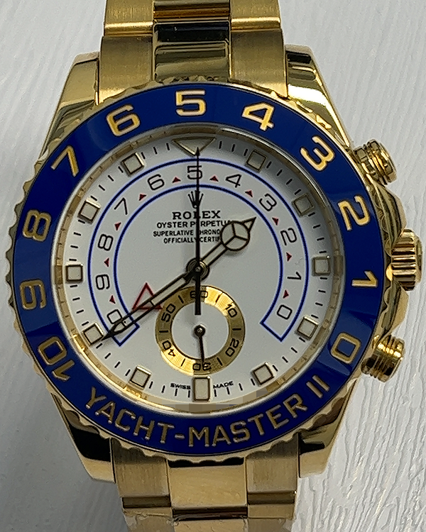 2018 Rolex Yacht-Master II 44MM White Dial Yellow Gold Oyster Bracelet (116688)