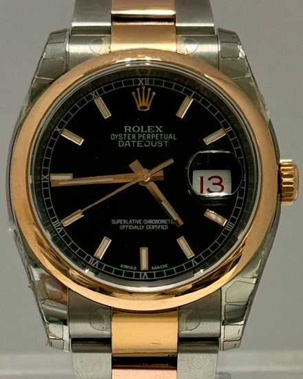 Rolex Datejust 36MM Black Dial Two-Tone Oyster Bracelet (116201)